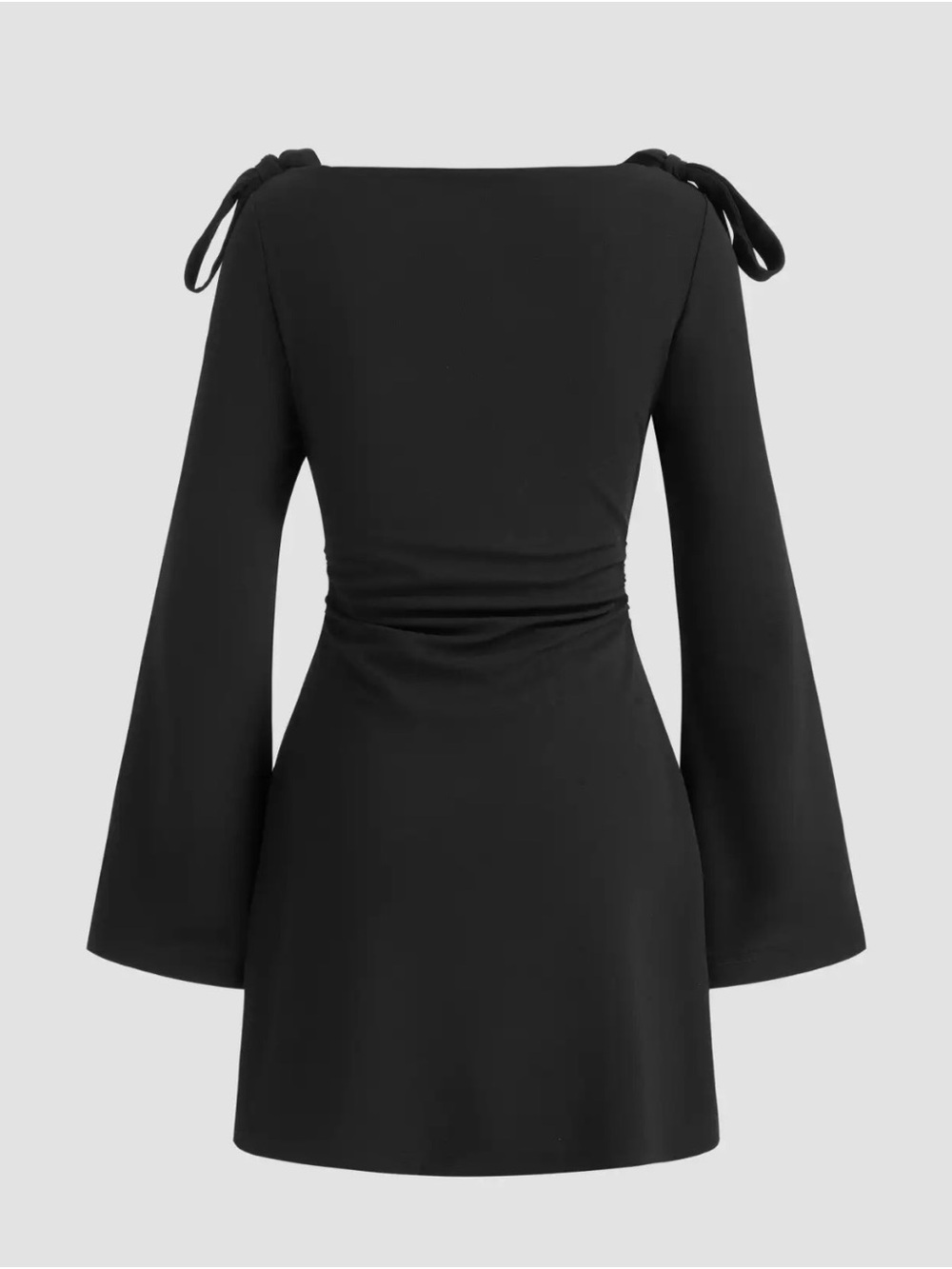 NWT Cider Black Long-Sleeve Mini Dress with Shoulder Ties